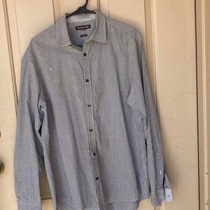 Michael Kors men’s large tailored fit button up collared shirt black, white